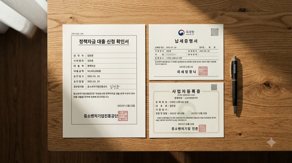 소상공인 정책자금 대리대출 은행 방문 전 필수 체크리스트 2 Documents and pen on desk 202609031611