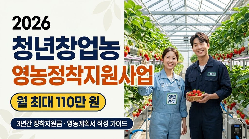 2026 청년창업농 영농정착지원사업 신청 자격 조건 및 월 110만원 정착지원금 1 Farmers smiling in smart greenhouse 20260927182024